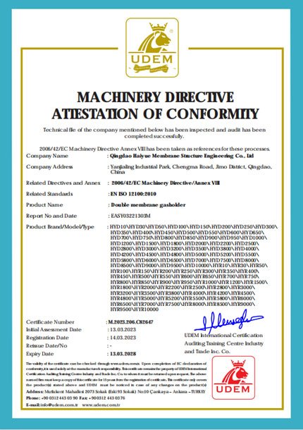 CE证书-双膜气柜