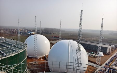 4000m³×2双膜储气柜竣工调试 海越助力诸城生物质能源升级